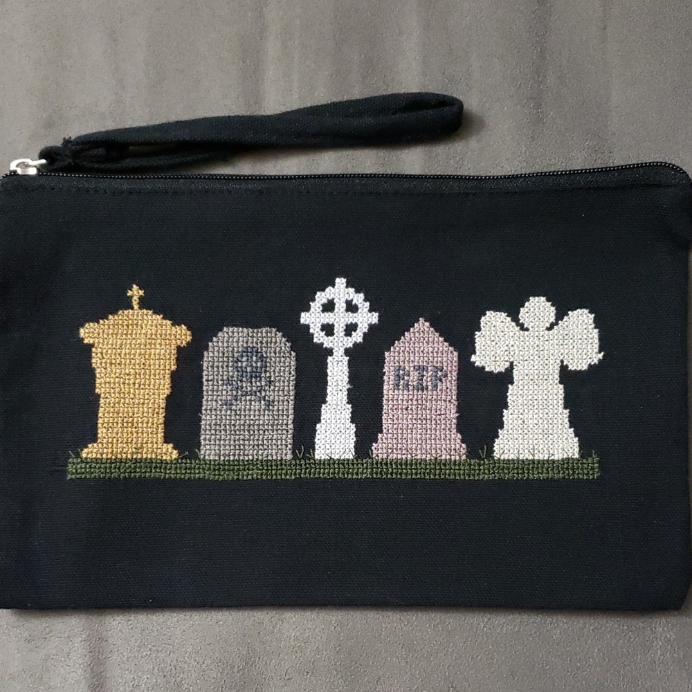 Black Wristlet with Tombstone Design